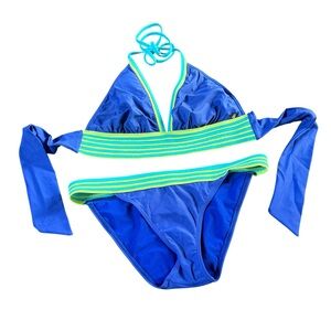 La Vie En Rose Aqua Blue and Green Bikini, L top, S bottom